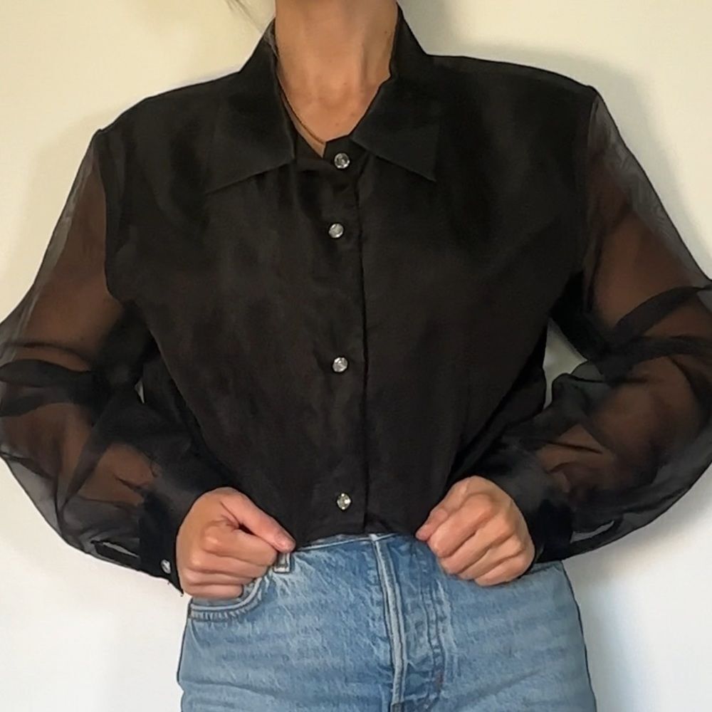 Jordan Mesh chiffon Button Up - Picture 1 of 5